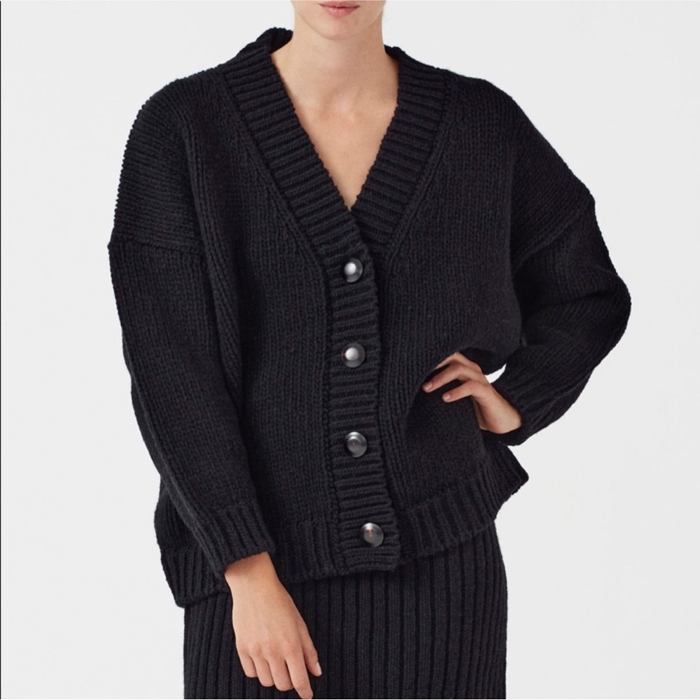 Babaa Cardigan No 45 Black Wool Oversized
